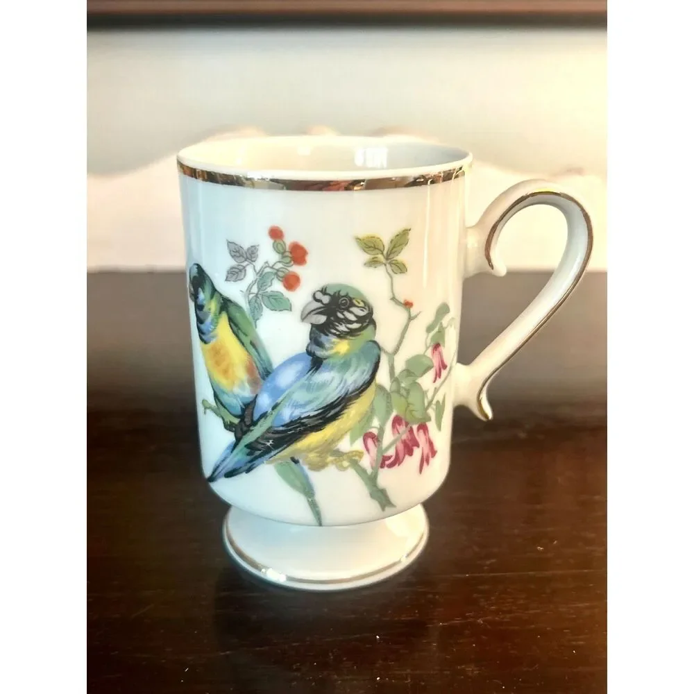 Set of 3 Royal Crown  Footed Bird Mugs | Vintage Cottagecore Cups - Picture 4 of 7